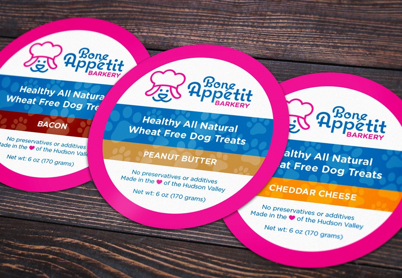 Bone Appétit Barkery Stickers, designed by Query Creative in the Hudson Valley