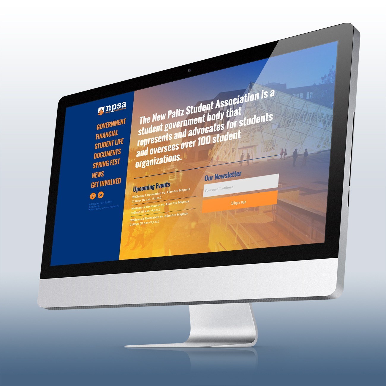 New Paltz Student Association Website, designed by Query Creative in the Hudson Valley